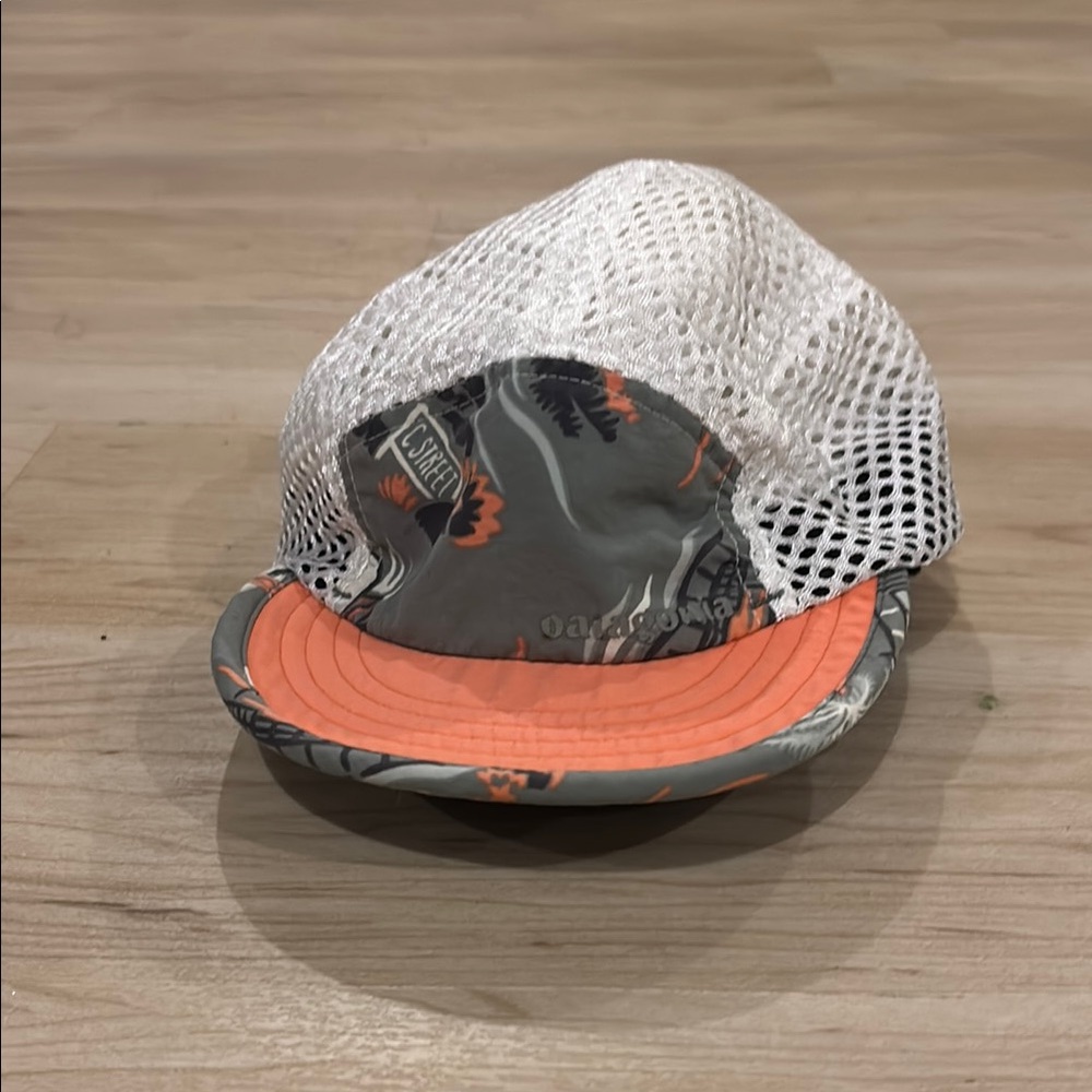 Patagonia mesh running hat. Orange and Gray Design